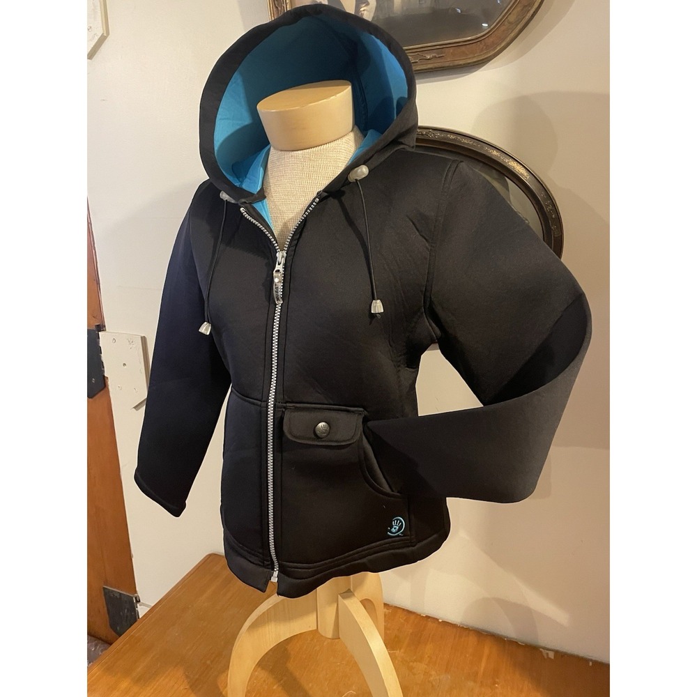 Mudd Black Hooded Jacket Hoodie Teal Lining M Grunge Skater Y2K Streetwear He's